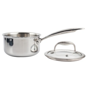 Casserole à sauce et à bouillon en acier inoxydable à trois couches avec couvercle en verre - Product Image 3