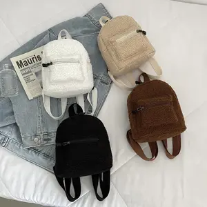 Trendy Autumn Winter Sherpa Women Girls Small Backpack Cute Mini Plush Shoulder Bags School Backpack