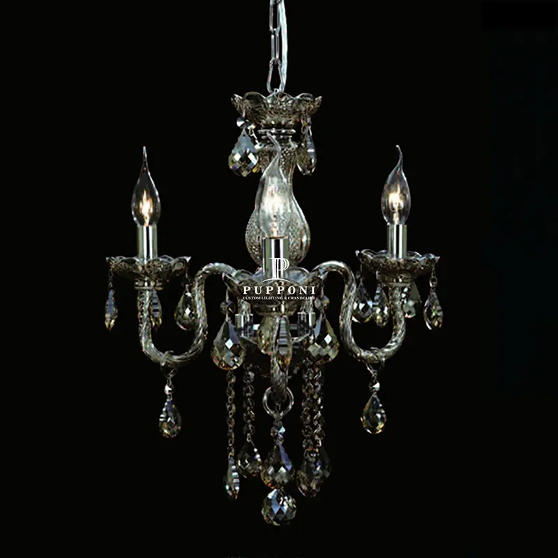 Klasik Retro tarzı mum kristal asılı açık gri kristal ucuz düğün lobisinde için dekorasyon ışıklandırma avize