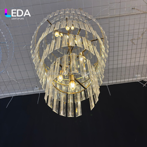 LEDA Luxury Multi Layer Hanging Iron Rod Chandelier Gold Frame Customizable Color Ceiling Pendant <b>Light</b> for Event Banquet Hall - Product Image 4