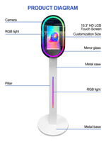 WIVIFOTO Nouveau style miroir magique 13,3 pouces avec support pour appareil photo, idéal pour les fêtes
