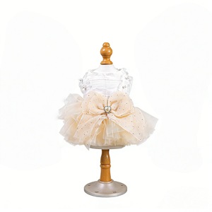 Falda tutú de princesa para mascotas, vestido de tul para perros y gatos con lazo de perlas y patrón de puntos, para las cuatro estaciones - Product Image 5