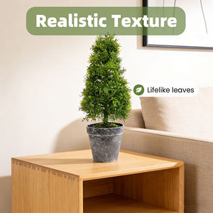 Arbre de Noël artificiel <span class=keywords><strong>en</strong></span> plastique, forme cône, topiaire, <span class=keywords><strong>en</strong></span> couches, vert émeraude, <span class=keywords><strong>pot</strong></span> gris vieilli, écologique, intérieur/extérieur, toute l'année - Product Image 4