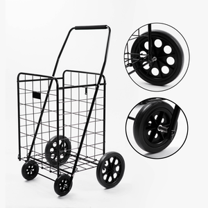 40kgs מפעל בוטיק נייד מותאם אישית מתקפל פלדה סל קניות עגלת קניות סופרמרקט עגלת קניות - Product Image 3