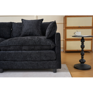 أريكة حديثة على شكل حرف <span class=keywords><strong>L</strong></span> بطول 108 بوصة، 3+1 مقاعد، أريكة قطاعية معيارية مع مسند للقدمين لغرفة المعيشة وغرفة النوم والشقق - Product Image 6