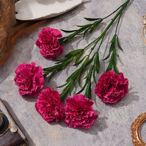 Alta calidad, 70cm, tela de seda de 5 cabezas, flores artificiales de clavel, <span class=keywords><strong>claveles</strong></span> blancos y rosas para la decoración de la boda del hogar del Día de la madre - Product Image 6