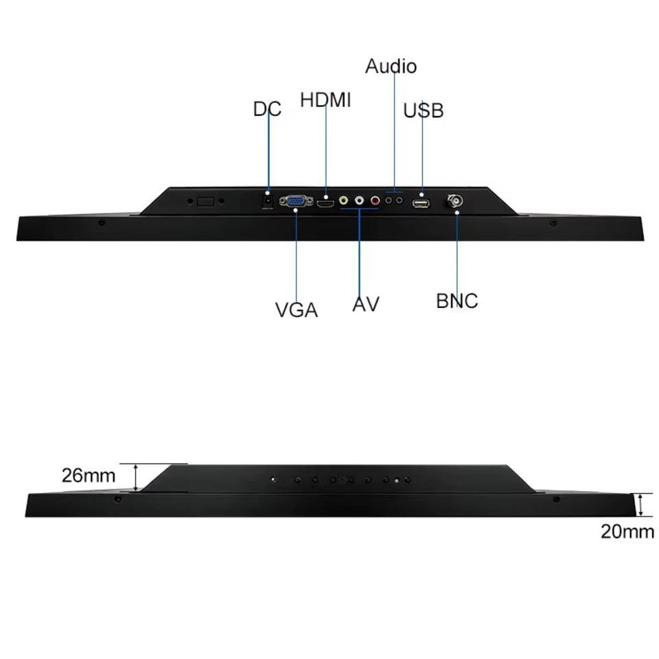 Factory 18.5 21.5 Inch 1920*1080 HD VGA BNC Resistive USB Touch Screen Metal TFT Open Frame Embedded Industrial LCD Monitor