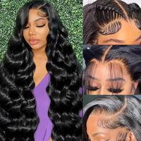 Perruque en cheveux naturels du Cambodge, densité 250, 30 pouces, perruque frontale HD Lace 13x4, 100 % cheveux humains avec baby hair