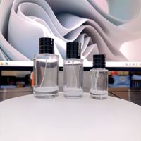 Flacon de parfum transparent en verre avec pompe doseuse, vide, design haut de gamme personnalisé, sérigraphie, dorure/argenture