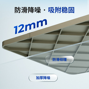 Tapete de Silicona de Grado Alimenticio para Escurrir Platos, Tipo Canal, para Cocina, 12 mm de Grosor, Antideslizante, Reductor de Ruido, en Colores Verde Oliva, Gris y Negro - Product Image 1