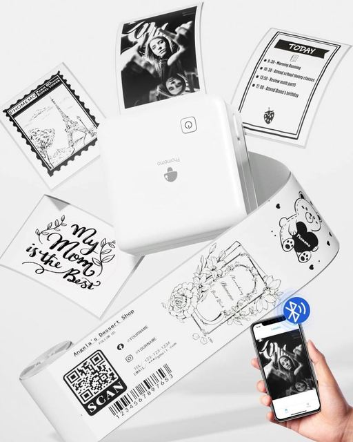 Phomemo M02 Pro Mini Thermal Photo Printer Portable Label Maker and Sticker Machine Custom Sticker Labels for Home Use