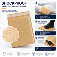 Enveloppe à bulles en kraft, épaisseur 2 mil, imperméable, résistante aux chocs, fermeture à bande adhésive, taille et couleur personnalisables, sac d'expédition protecteur