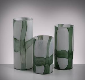 Вазы RYLAVA из выдувного стекла: цилиндрические, с витыми бело-фиолетовыми узорами под мрамор, современные, для свадебных и гидропонных цветочных композиций - Product Image 1