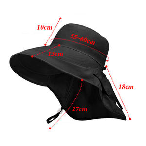 Chapeaux d'été pour femmes, protection UV extérieure du cou, visières solaires pour femme, pêche, randonnée, chapeau à large bord avec protection solaire et ouverture pour queue de cheval - Product Image 2