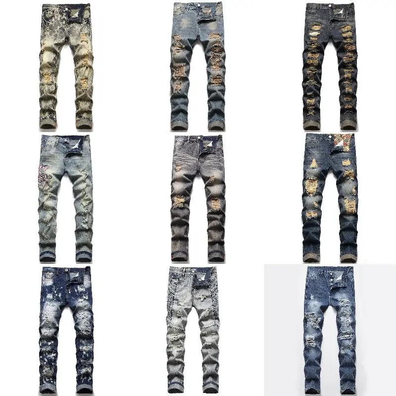 Jeans Men's Men's Loose Straight Brand Spring and Autumn Casual Summer Thin Section Nine-point Long Pants 2023 New