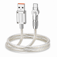 Câble USB-A vers USB-C lumineux RVB en gros, charge rapide 3A, rotatif à 180 degrés, cordon de transfert de données lumineux pour téléphone et PC