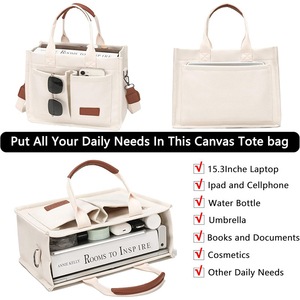 Sacs fourre-tout en toile personnalisés avec logo pour femmes, avec bouton ou fermeture éclair, pour le travail, l'université, les courses, <span class=keywords><strong>sac</strong></span> à bandoulière en toile pour enseignants et infirmières - Product Image 3