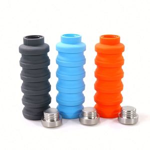 Nouvelle arrivée : Bouteille d'eau pliable pour les voyages, réutilisable, en silicone, pour la salle de sport, emballage personnalisé, décontractée, pour adultes - Product Image 2