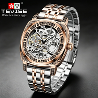 Montre mécanique automatique vintage en acier inoxydable pour homme TEVISE avec logo personnalisé, Reloj Para Hombre
