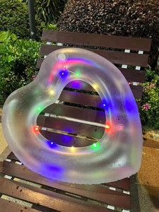Flotador de tubo de piscina de natación, tubo de agua de 48 pulgadas, anillo de natación, anillo de natación de corazón con purpurina inflable con luz Led, novedad - Product Image 4