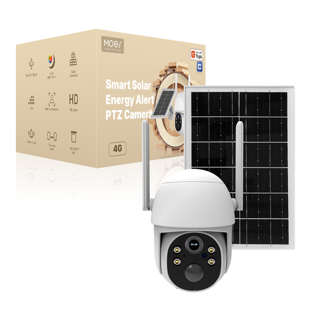 MOES 4G Solar Security Camera Outdoor 7800mAh+7W Solar Panel IP65 Waterproof,360°PTZ,Human Detection,2-Way Audio,Night Vision