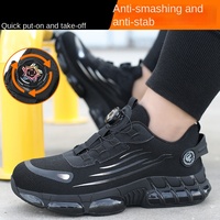 Chaussures de Sécurité pour Homme de Nouvelle Génération Anti-Perforation Anti-Écrasement avec Bouton Rotatif Respirantes et Isolantes Électriquement pour la Protection au Travail