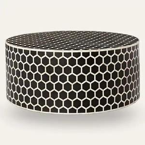 Mesa de Centro de Lujo Hecha a Mano con Incrustaciones de Hueso para Sala de Estar, Muebles con Estilo de Decoración Moderna para el Hogar, en Venta - Product Image 4