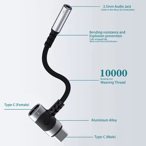 <span class=keywords><strong>Adaptateur</strong></span> de chargeur d'écouteurs USB-C 3,5 mm 2 en 1 avec prise <span class=keywords><strong>jack</strong></span> auxiliaire et microphone, dongle de cryptage à charge rapide PD pour tablette Android - Product Image 6