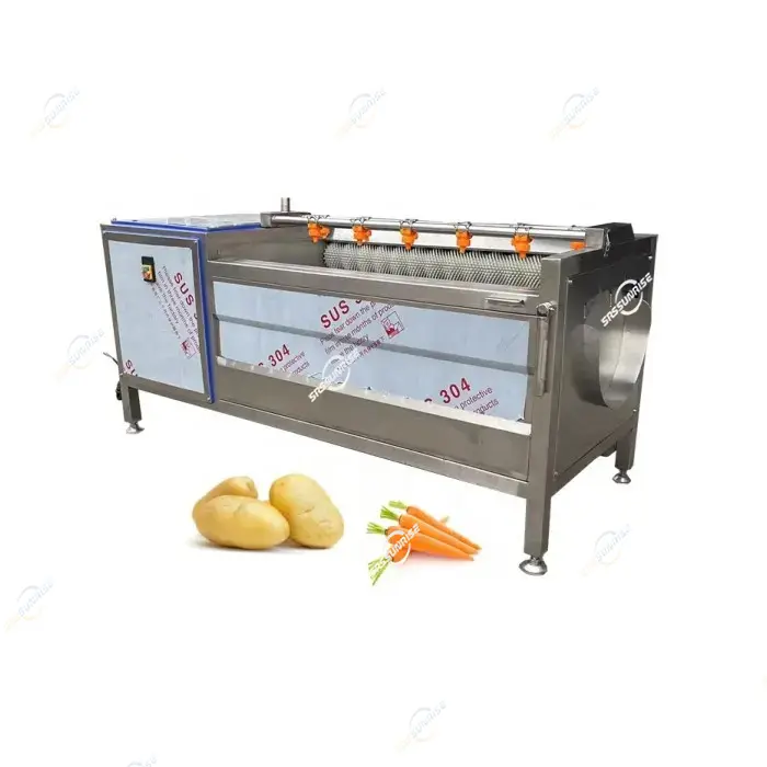 Endüstriyel rulo fırça tipi soğan ve kök manyok havuç TAZE ZENCEFİL patates yıkayıcı soyucu yıkama soyma makinesi