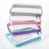 Étui rigide transparent en plastique avec fermeture éclair, étanche, pour crayons, cosmétiques, mahjong, organisateur de rangement