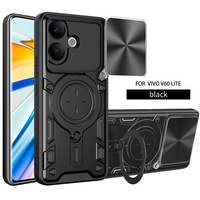 Étui de protection magnétique Lichicase en métal avec béquille et cache-objectif coulissant pour VIVO V70 V70 Elite