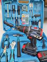 122PCS 21V 2Ah Set Bor Listrik Lithium Tanpa Sikat 60N.M 2000r/min Aksesoris Lengkap Set Bor Impak Harga Pabrik OEM/ODM