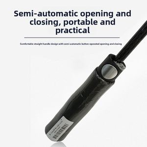 Enhanced Wind-resistant Impact Cloth Business Golf Umbrella Long-handle Straight-rod Design Black Semi-automatic Rainproof Golf - Product Image 3