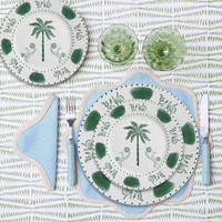 Service de table en porcelaine Palmier émeraude : Vaisselle en céramique haut de gamme idéale pour la vente au détail, les mariages sur le thème de la jungle