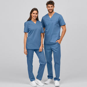 Nueva moda Unisex médico Scrubs manga corta enfermería Hospital uniforme traje Strech enfermera Scrubs uniformes conjuntos - Product Image 4