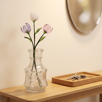 Fleur de tulipe en verre de style Murano faite à la main avec tige, figurine miniature en cristal de tulipe pour la décoration de table à la maison, cadeau