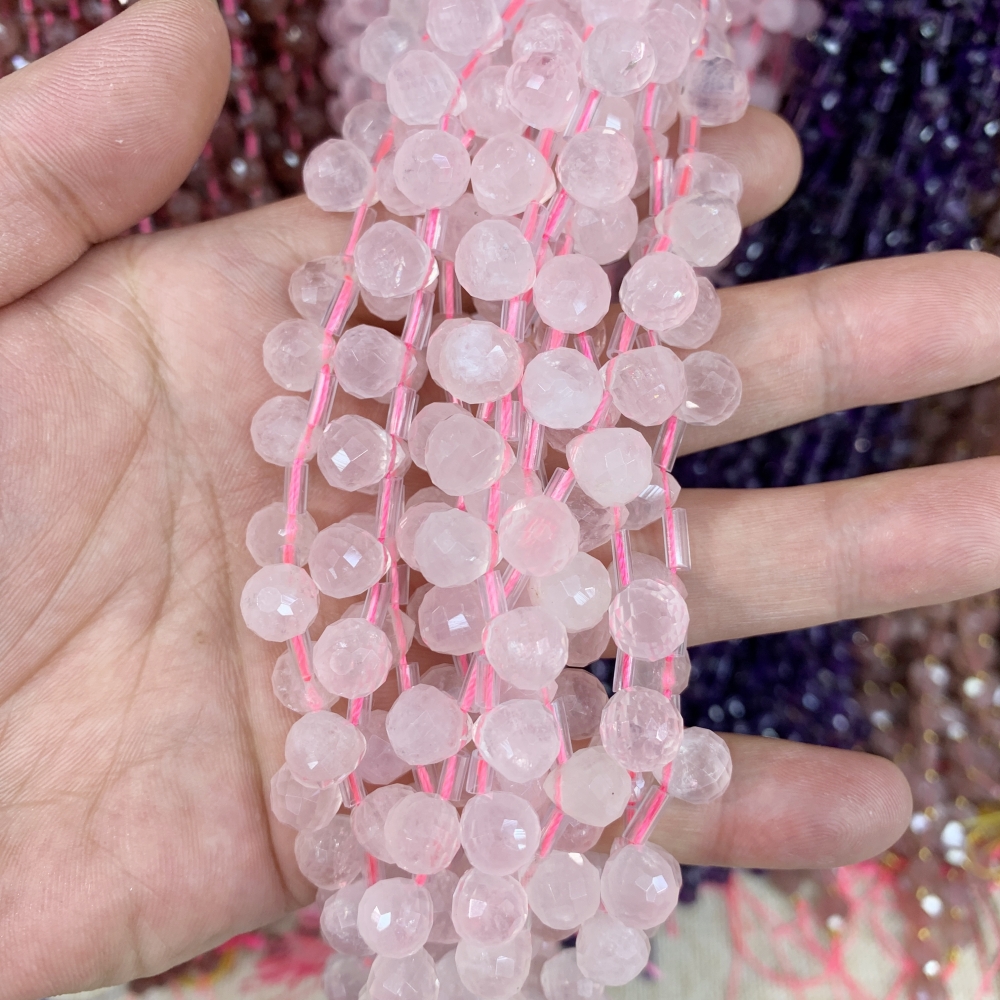 Natural Amethyst 8x10mm Round Teardrop-Shaped Faceted Loose Beads Natural Crystal Bead Jewelry Making