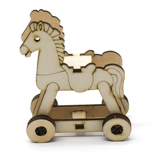 Kit de modèle de cheval en bois, jouet éducatif pour enfants, expérience scientifique, forme animale, contrôle manuel, 4-6 ans - Product Image 3