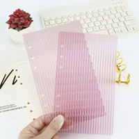 Tableau acrylique transparent A5 A6 taille imprimé feuilles à rayures verticales couverture de reliure dimensionnée et perforée pour cahiers à feuilles mobiles à 6 anneaux