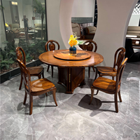 Unguine Holz Runder Esstisch Massivholz Drehbarer Tisch Neuer Chinesischer Stil Esszimmer-Möbelset mit Stühlen