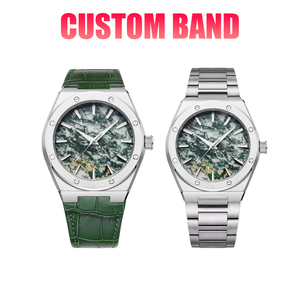 Montre à quartz en acier inoxydable OEM ODM avec logo personnalisé, bracelet en cuir, cadran en <span class=keywords><strong>pierre</strong></span> <span class=keywords><strong>naturelle</strong></span> de haute qualité, lumineuse, pour homme - Product Image 3