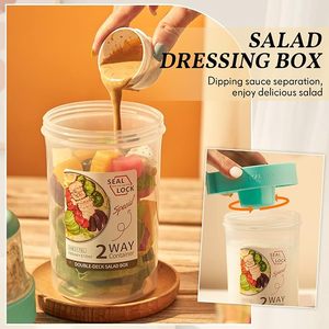 Gobelet shaker à salade avec couvercles et fourchette, récipient shaker à salade frais pour le déjeuner, repas portable pour le petit-déjeuner, légumes et fruits - Product Image 2