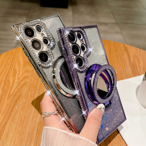 Cho Samsung s25ultra từ trường hợp điện thoại mạ điện gương Bracket S24 sang trọng long lanh điện thoại trường hợp S22 s23plus A15 A55 a05s - Product Image 2