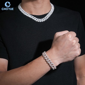 Oferta Especial: Collar de Cadena Cubana con Moissanita de 13mm de Altura, Chapado en Rodio, Plata Sólida 925, Joyería Hiphop Iced Out - Product Image 2