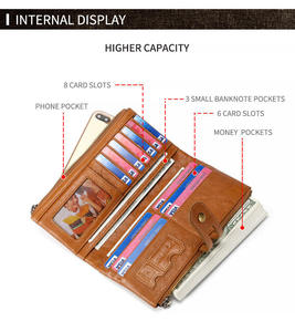 Cartera Larga Andong para Mujer, de Cuero Vacuno Genuino, Bolso de Mano, Bolso de Hombro, Multifuncional, Anti-RFID - Product Image 5