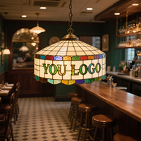 Grand lustre mosaïque personnalisé avec logo, lampe suspendue en verre teinté pour projet de rénovation de restaurant OEM/ODM