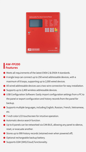 Painel de controle de alarme de fogo, tela touchscreen de 7 polegadas, endereçável, painel de alarme de incêndio - Product Image 5