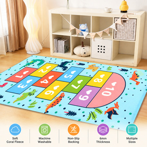 Tapis <span class=keywords><strong>de</strong></span> jeu interactif en polaire corail, motif dessin animé Hopscotch, lavable, rectangulaire, pour chambre, salon, bureau - Product Image 4