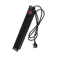 Strip Distribusi Daya Kabinet Jaringan 1U 240v dengan Saklar, 6/8 Port, Standar Inggris, Paduan Aluminium 10A 16A, Cangkang Logam Plastik