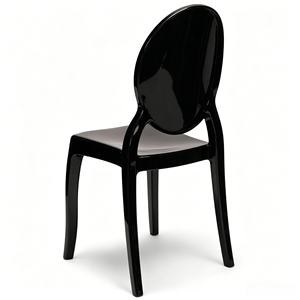 Chaise de salle à manger empilable en acrylique noir moderne, chaise durable pour événements, location pour mariages et fêtes - Product Image 4